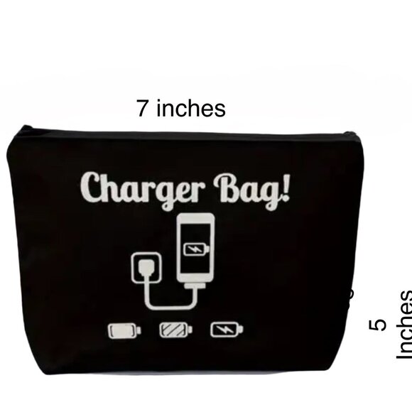 Black Charger Bag Travel Pouch Electronic Cable Organizer 7x5 - Picture 1 of 1